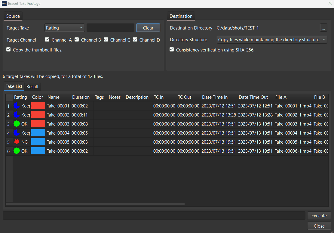 SyncVV Export take